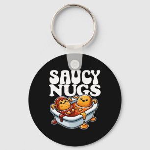 Saucy Nugs Cartoon Food Funny Bbq Sauce Chicken Nu Key Ring