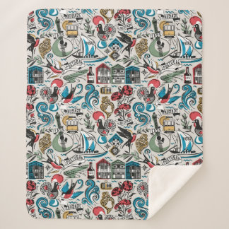 Saudade // popular motifs from Portugal Sherpa Blanket