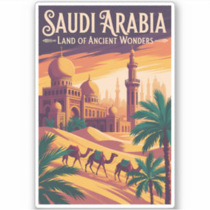 Saudi Arabia Desert Illustration Travel Art Retro