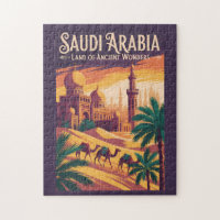 Saudi Arabia Desert Illustration Travel Art Retro