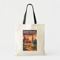 Saudi Arabia Desert Illustration Travel Art Retro