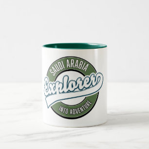 Saudi Arabia explorer into adventure logo Two-Tone Coffee Mug