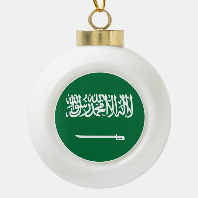 Saudi Arabia Flag Ceramic Ball Christmas Ornament (Front)