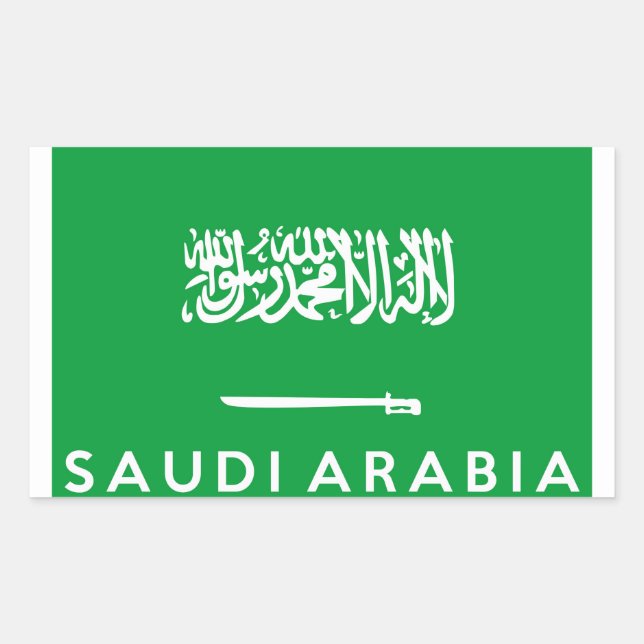 saudi arabia flag country text name rectangular sticker (Front)