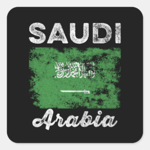 Saudi Arabia Flag Distressed Saudi Flag Square Sticker