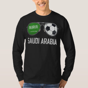 Saudi Arabia Flag & Football Sunglass Saudi Fan T-Shirt