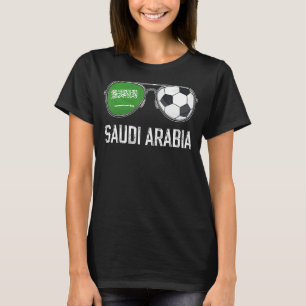 Saudi Arabia Flag & Football Sunglass Saudi Fan T-Shirt