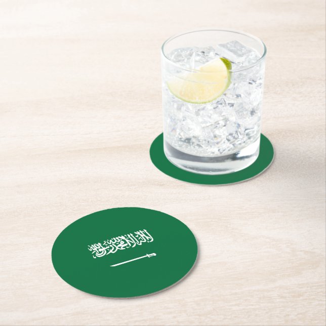 Saudi Arabia flag Round Paper Coaster (Insitu)