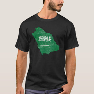 Saudi Arabia flag with Saudi Arabian map distresse T-Shirt