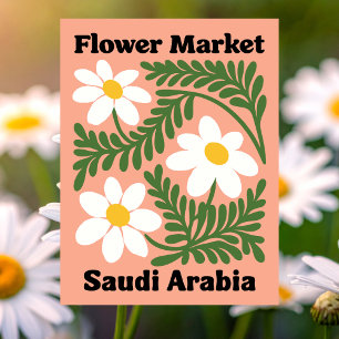 Saudi Arabia Flower Market White Daisy Postcard