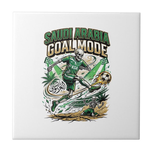 Saudi Arabia Goal Mode Skeleton Striker Nations Dy Ceramic Tile (Front)
