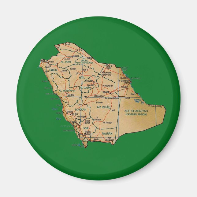 Saudi Arabia Map Magnet (Front)