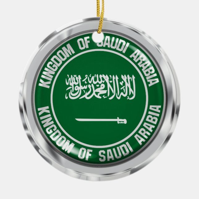Saudi Arabia Round Emblem Ceramic Ornament (Front)