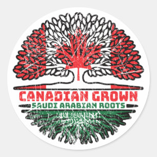Saudi Arabia Saudi Arabian Canadian Canada Tree Classic Round Sticker