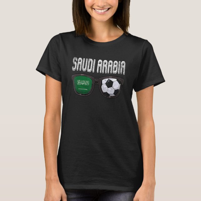Saudi Arabia Soccer Saudis Flag Glasses Football T-Shirt (Front)