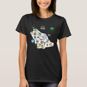 Saudi Arabia tourist map with landmarks and famous T-Shirt