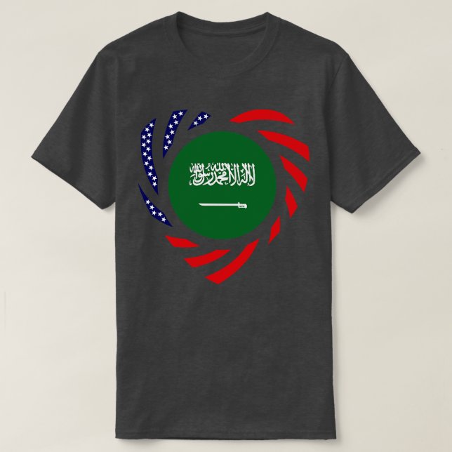 Saudi Arabian American Multinational Patriot Flag  T-Shirt (Design Front)