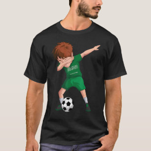 Saudi Dabbing Soccer Boy Saudi Arabia Flag Footbal T-Shirt