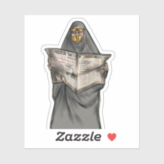 saudi woman reading the news sticker