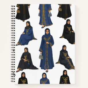 Saudi Women in Colorful Abayas Pattern Notebook