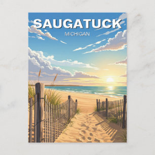 Saugatuck Beach Michigan Travel Postcard