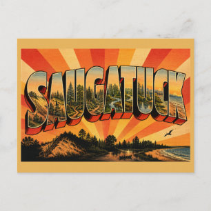 Saugatuck Michigan Lake Dune River Forest Art Postcard