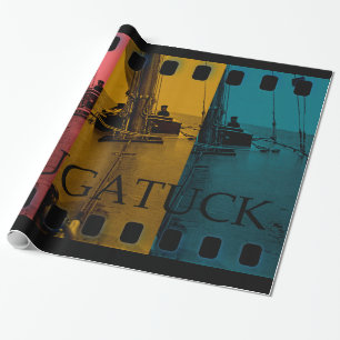 Saugatuck Michigan Sailing  Rainbow Vintage Wrapping Paper