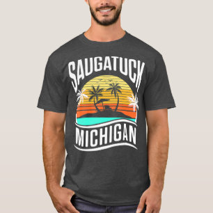 Saugatuck Michigan  Vintage Sunset Vacation T-Shirt
