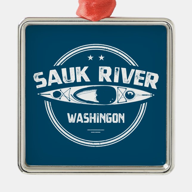 Sauk River Washington Kayaking Metal Ornament (Front)