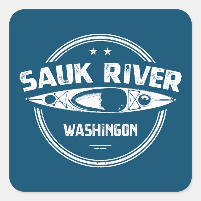Sauk River Washington Kayaking Square Sticker (Front)