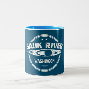 Sauk River Washington Kayaking Two-Tone Coffee Mug