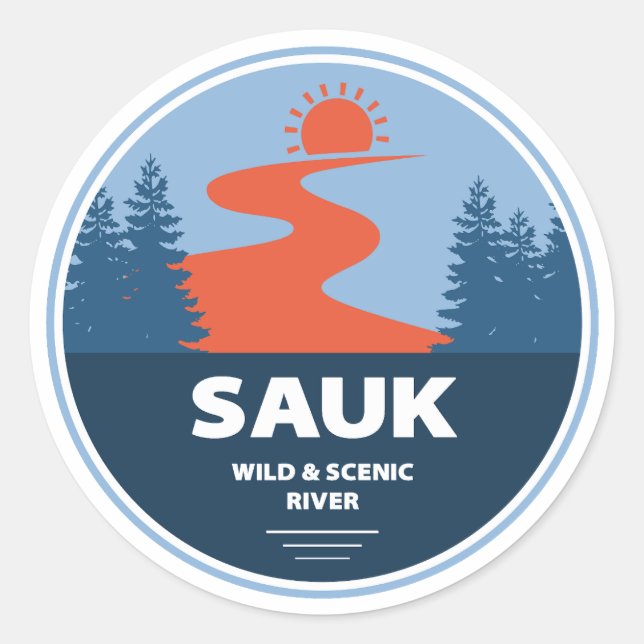 Sauk Wild And Scenic River Washington Classic Round Sticker (Front)