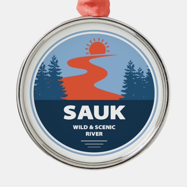 Sauk Wild And Scenic River Washington Metal Ornament (Front)