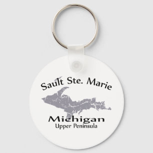 Sault Ste Marie Michigan Map Design Key Key Ring