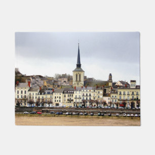 Saumur River Bank Scene Door Mat