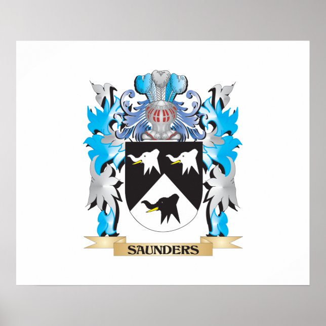 Saunders Coat of Arms - Family Crest Poster (Front)