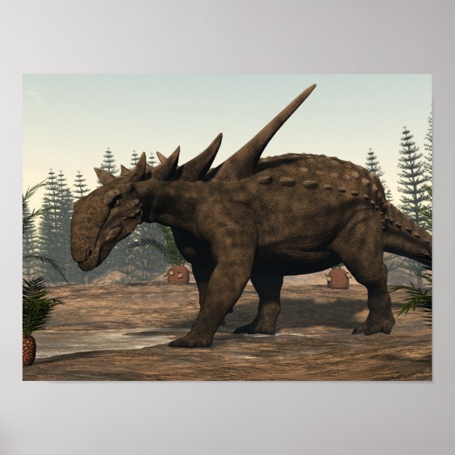 Sauropelta dinosaur - 3D render Poster (Front)