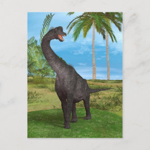 Sauropod Dinosaur in a Tropical Prehistoric Landsc Postcard