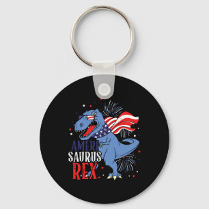 Saurus Rex 4th Of July Dinosaur Independence Day Key Ring