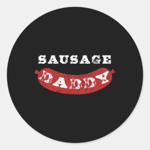 Sausage Daddy Funny Distressed Bbq Dad  Classic Round Sticker