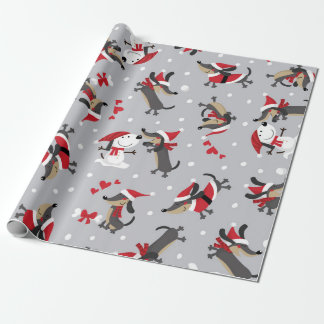 Sausage dog at Christmas. Dachshund Christmas Wrapping Paper