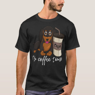 Sausage Dog Coffee time Dachshund catlove coffee  T-Shirt