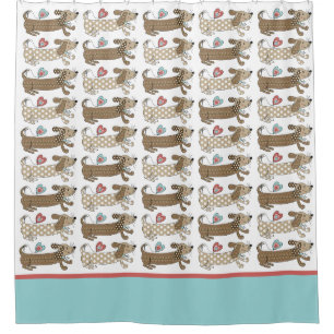 Sausage Dog Dachshund Pattern Shower Curtain