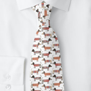Sausage Dog Dachshund Pattern Tie