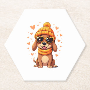 Sausage Dog Heart Doxie Girl Valentine's Day Women Paper Coaster