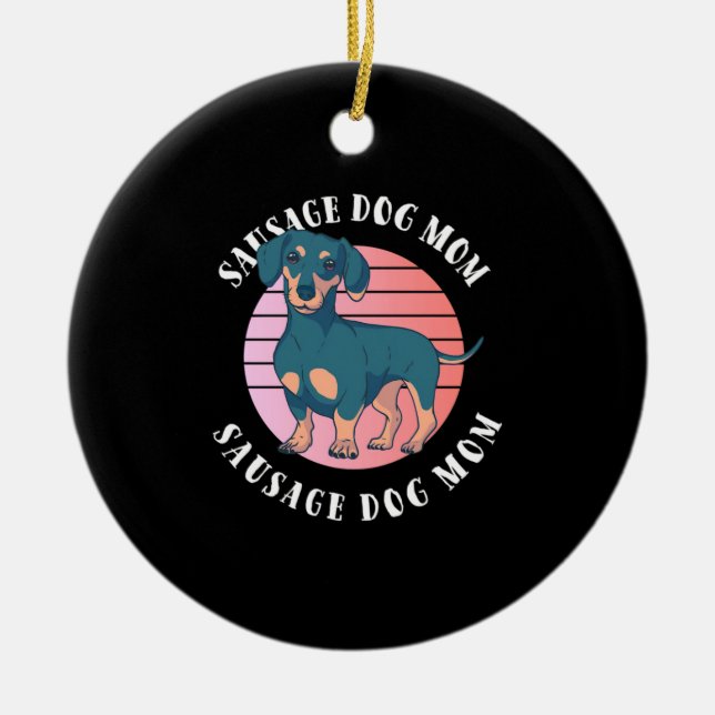 Sausage Dog Mum Ceramic Ornament (Front)