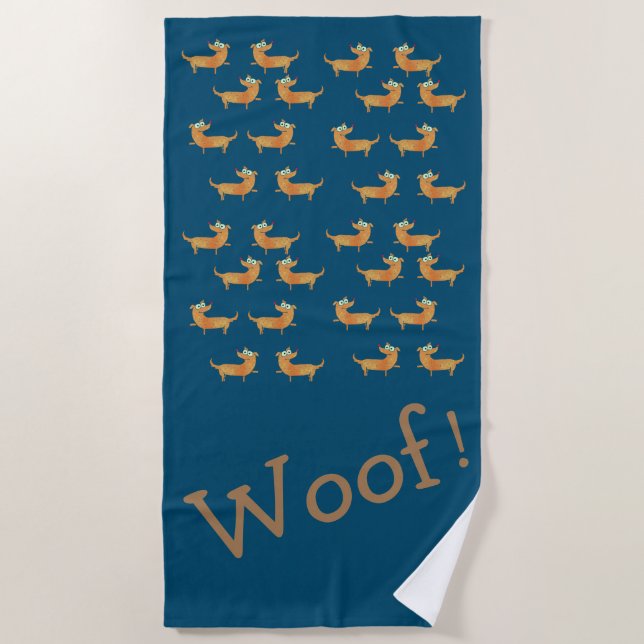 Sausage dog pattern   beach towel (Front)