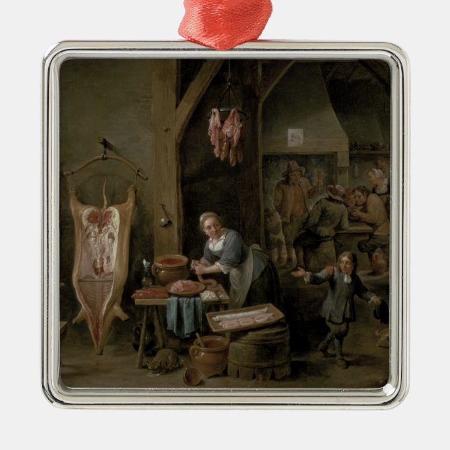 Sausage-making, 1651 metal ornament (Front)