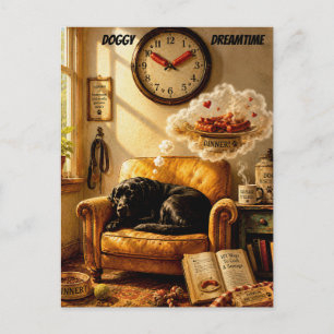Sausage O’Clock Dreamtime – Surreal Dog Art Postcard