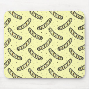 Sausage Pattern on Polka Dot Background Mouse Pad
